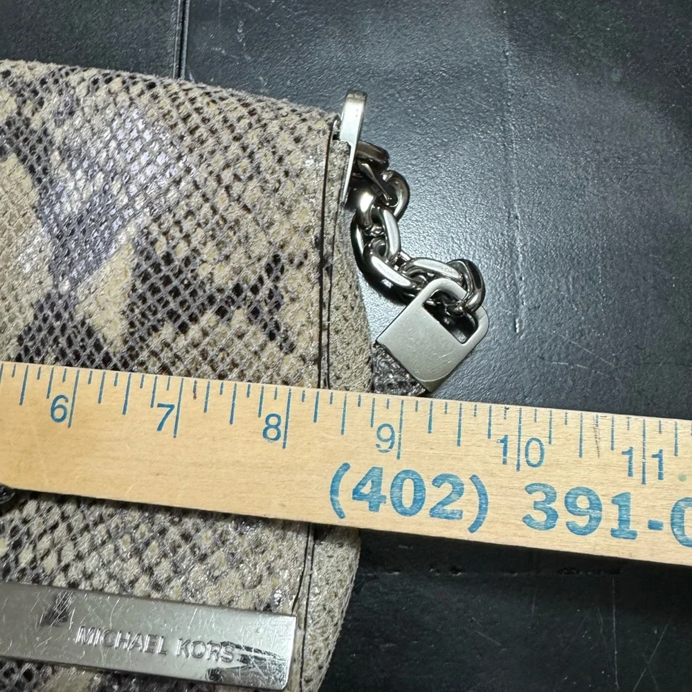 Michael Kors‎ Julian Snake Print Leather Dark Sand Shoulder Flap